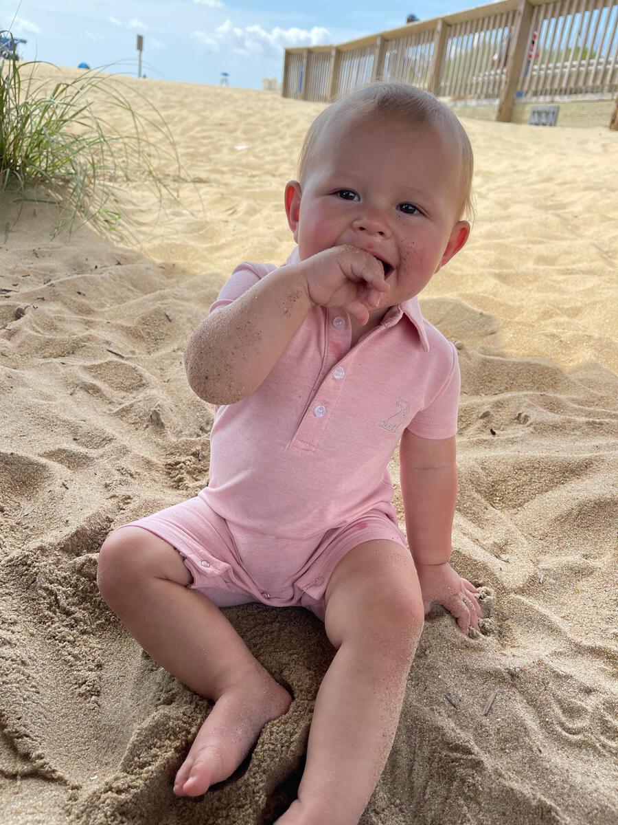 Drift Polio Romper Pink Pique