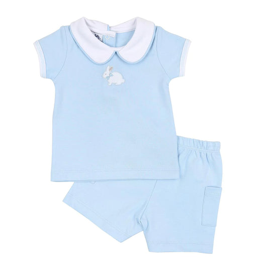 Little Cottontails Blue Collared Short Set
