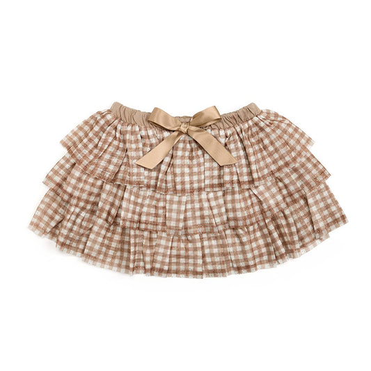 Gingham Printed Tulle Tiered Tutu