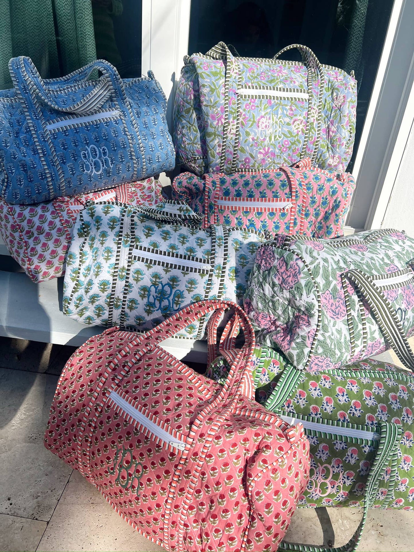 Quilted Block - Print Duffel Bag: Vibrant Orchid