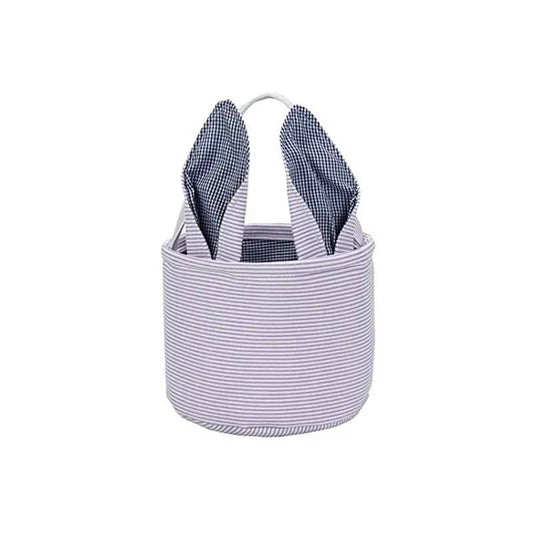 Personalized Embroidered Easter Bunny Ear Basket | Purple