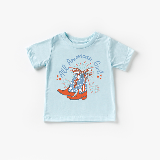 All American Girl Cowboy Boots Shirt | Ice Blue