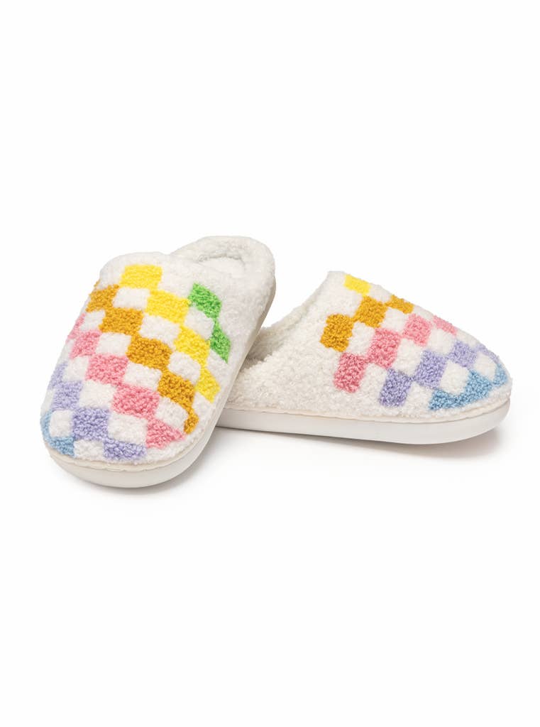 Kids Slippers | Rainbow Check