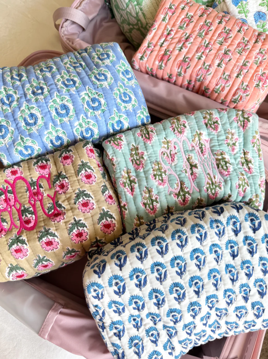 Quilted Block - Print Makeup Bag: Vibrant Orchid