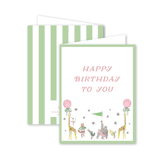 Animal Parade Green Birthday: Single Card