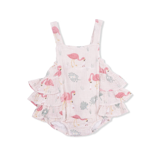 Ruffle Sunsuit | Flamingos