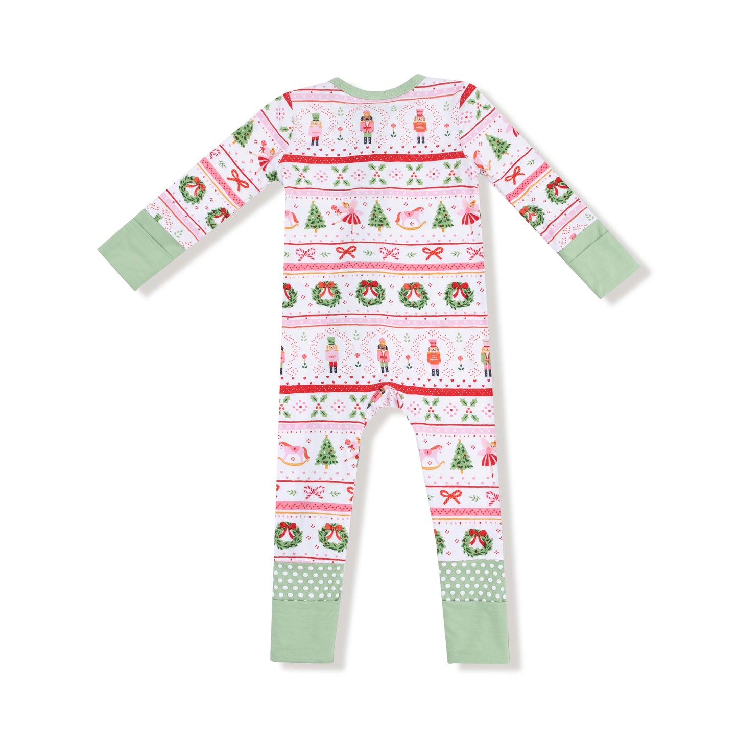 2 Way Zipper Convertible Romper | Sugar Plum Fairy & Pink Nutcracker Fair Isle