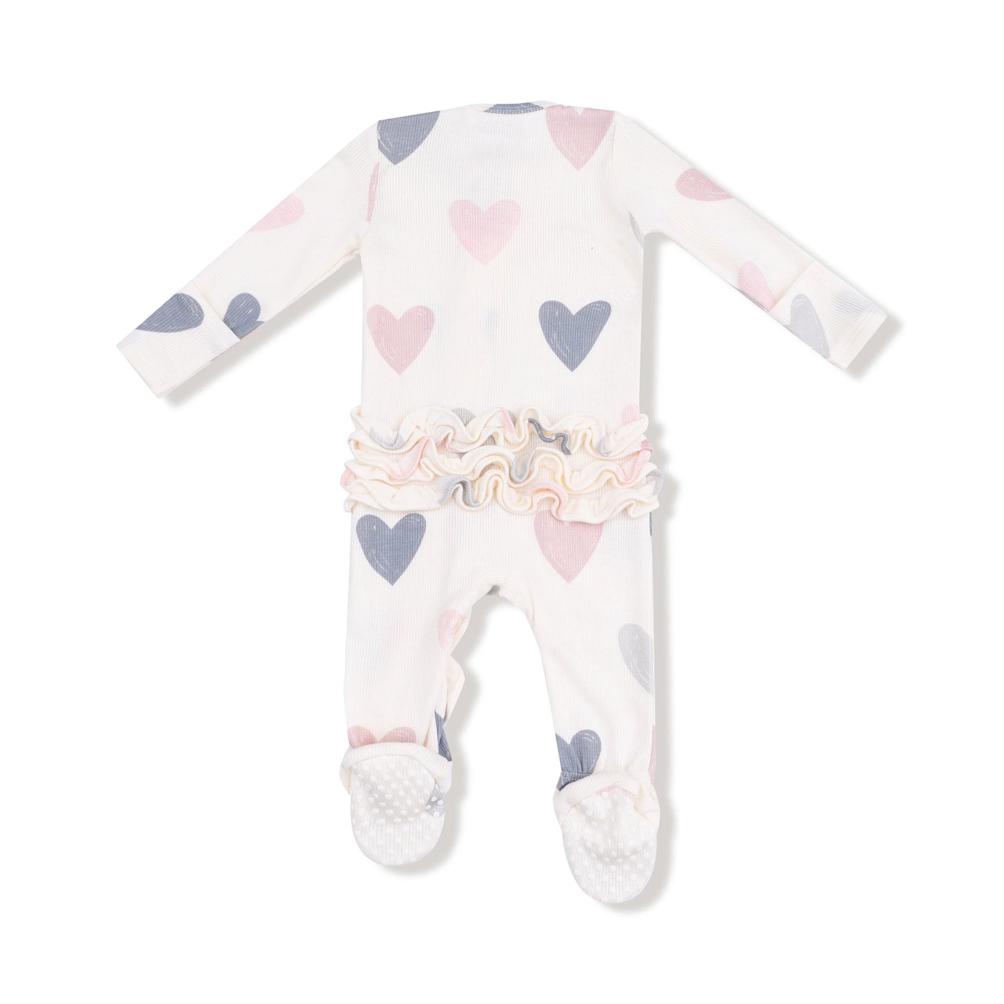 2 Way Ruffle Zipper Footie | Hearts