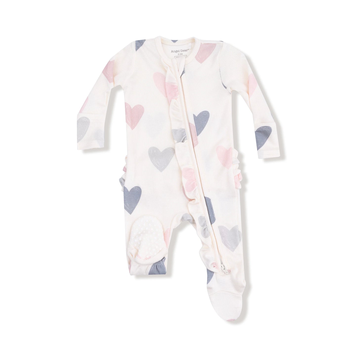 2 Way Ruffle Zipper Footie | Hearts