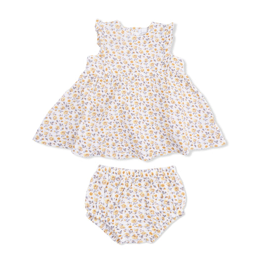 Ruffle Dress & Bloomer Set | Yellow Country Roses
