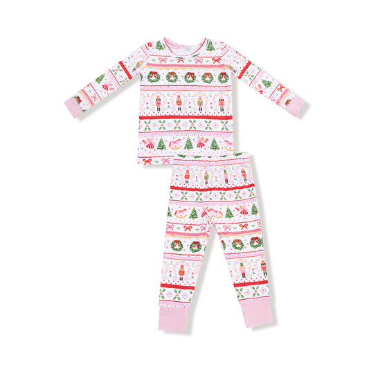 Loungewear Long Sleeve Set | Sugar Plum Fairy Pink Nutcracker Fair Isle