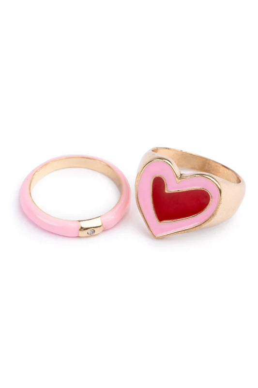 Boutique Chic Tickled Pink 2pc Ring Set