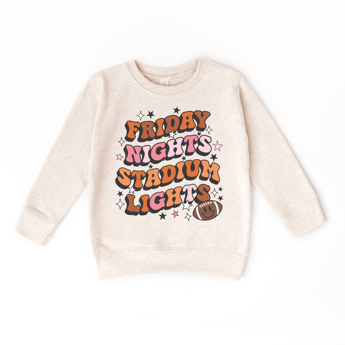 Friday Nights Stadium Light Football Season Kids Sweatshirt | Pink