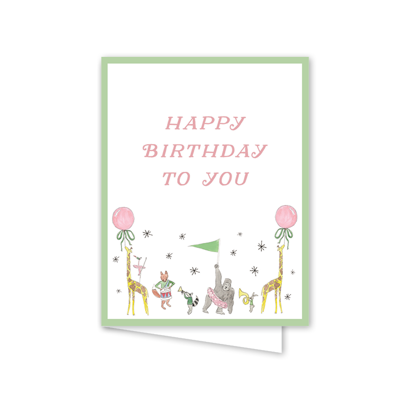 Animal Parade Green Birthday: Single Card