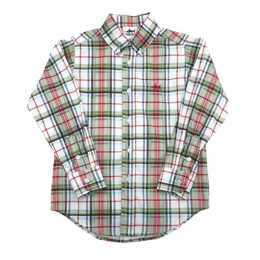 Carter Oxford Boys Shirt | Creme Plaid