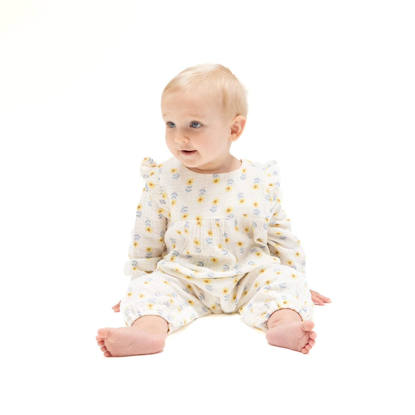 Ruffle Sleeve Romper | Western Sunflower