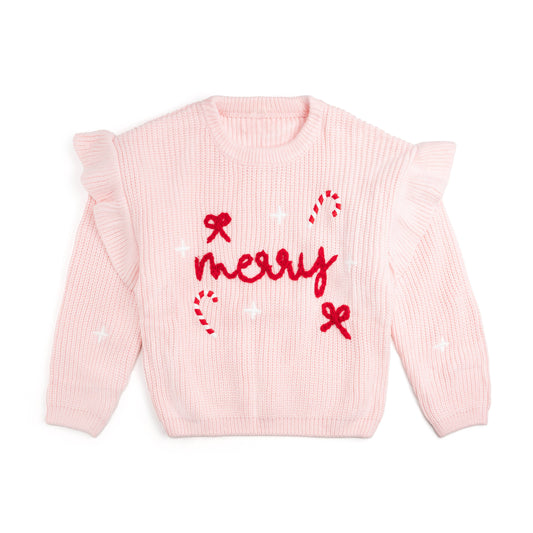 Girls Coquette Merry Christmas Knit Sweater