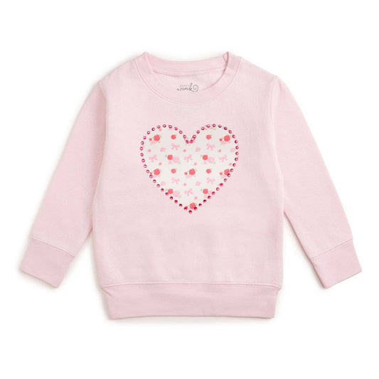 Dainty Rose Pearl Heart Patch Sweatshirt