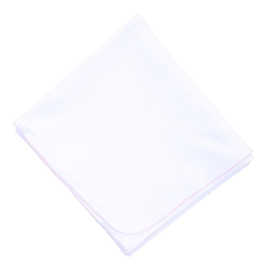 Magnolia Baby Essentials Blanket | White with Pink Trim