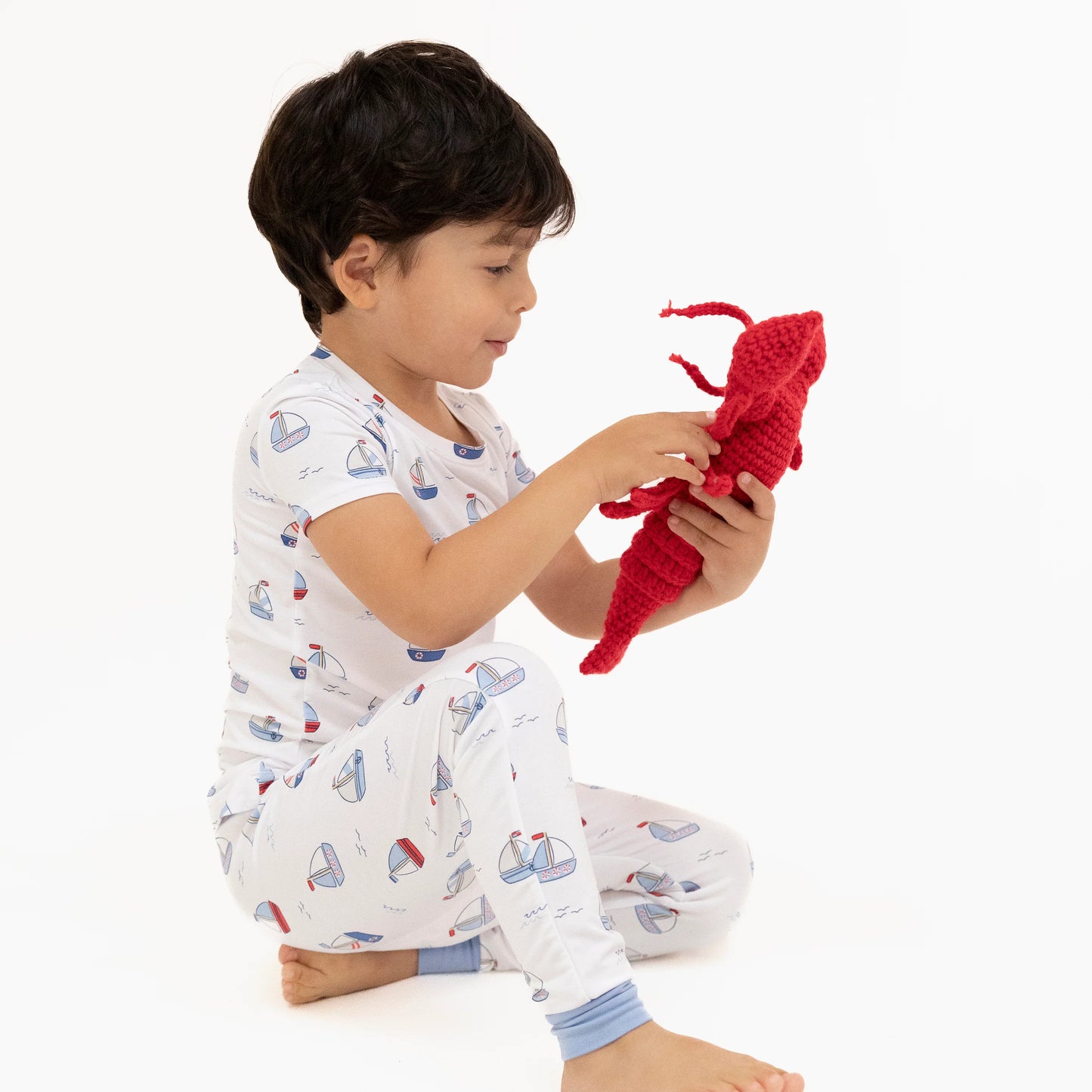 Short Sleeve Loungewear Set | Blue Bubbly Saiboats