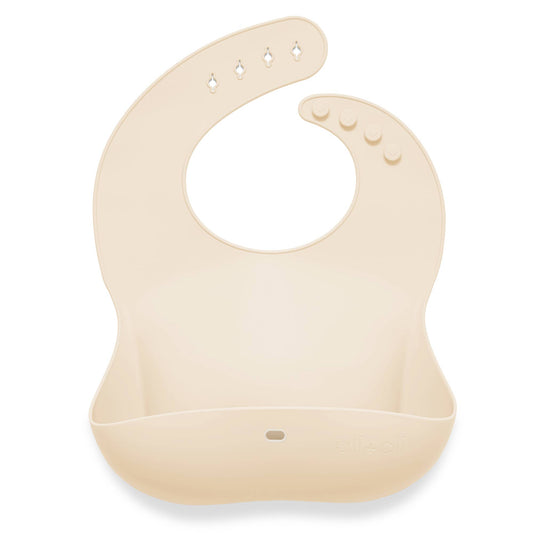 Silicone Baby Bib Roll Up & Stay Closed | Sand