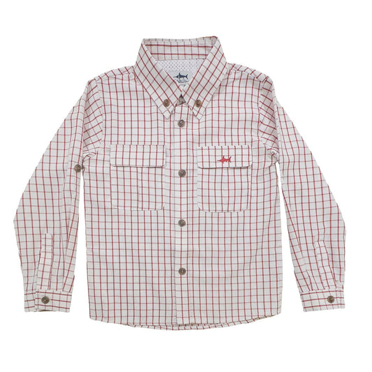 Flagler Fishing Shirt | Red & White Plaid