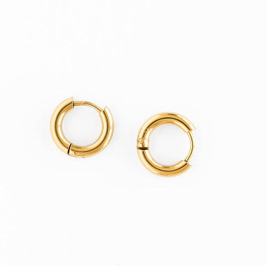 Endless Hoop Stud Earrings : Gold / 8mm