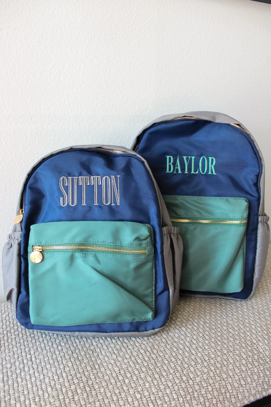 Green, Navy & Green Colorblock Backpack: Standard