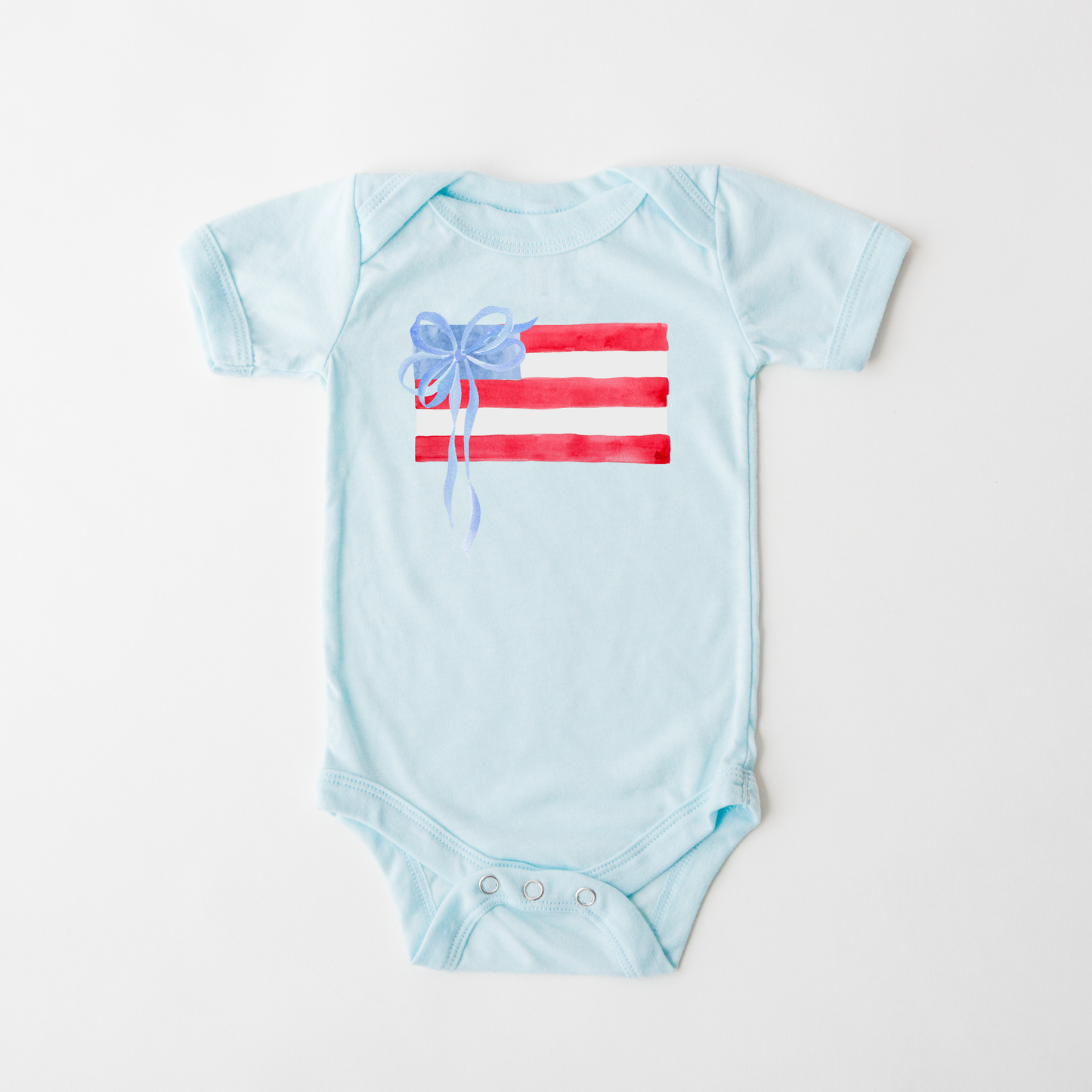 American Flag Bow Onesie | Ice Blue