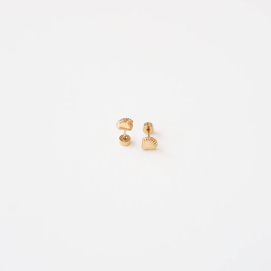 Seashell Stud Earring - Hypoallergenic, Flat Back