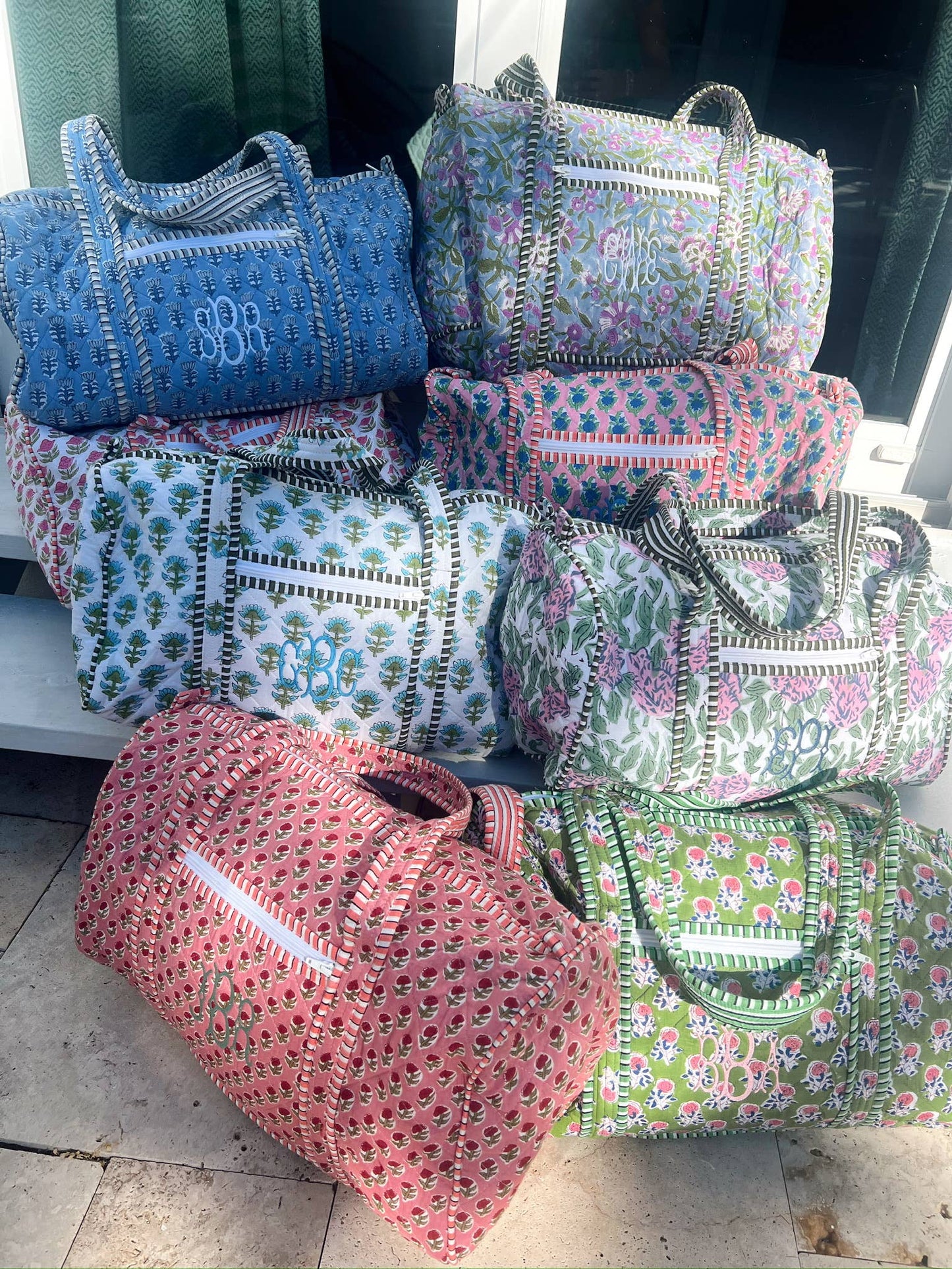 Quilted Block - Print Duffel Bag: Vibrant Orchid