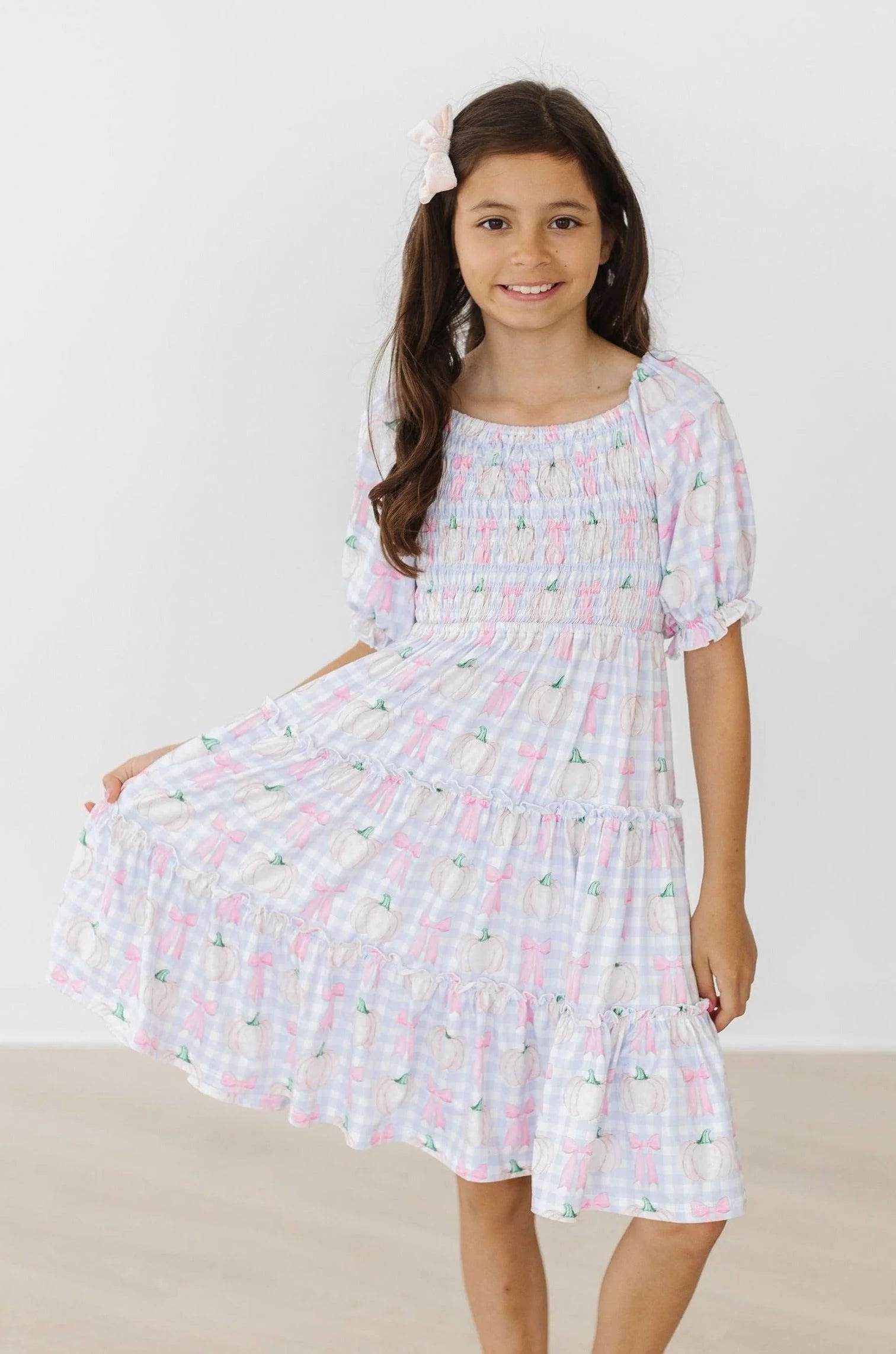 smocked pumpkin dress Pumpkin Picnic Smocked Ruffle Dress 2T