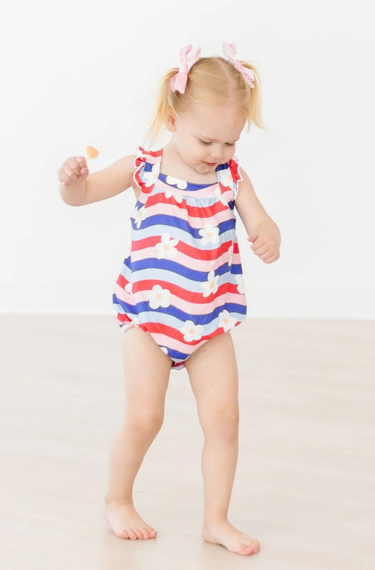 July Vibes Ruffle Cross Back Romper