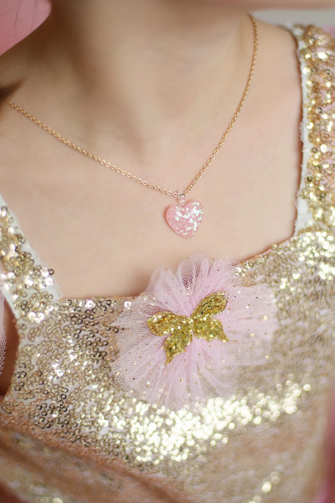 Boutique Glitter Heart Necklace