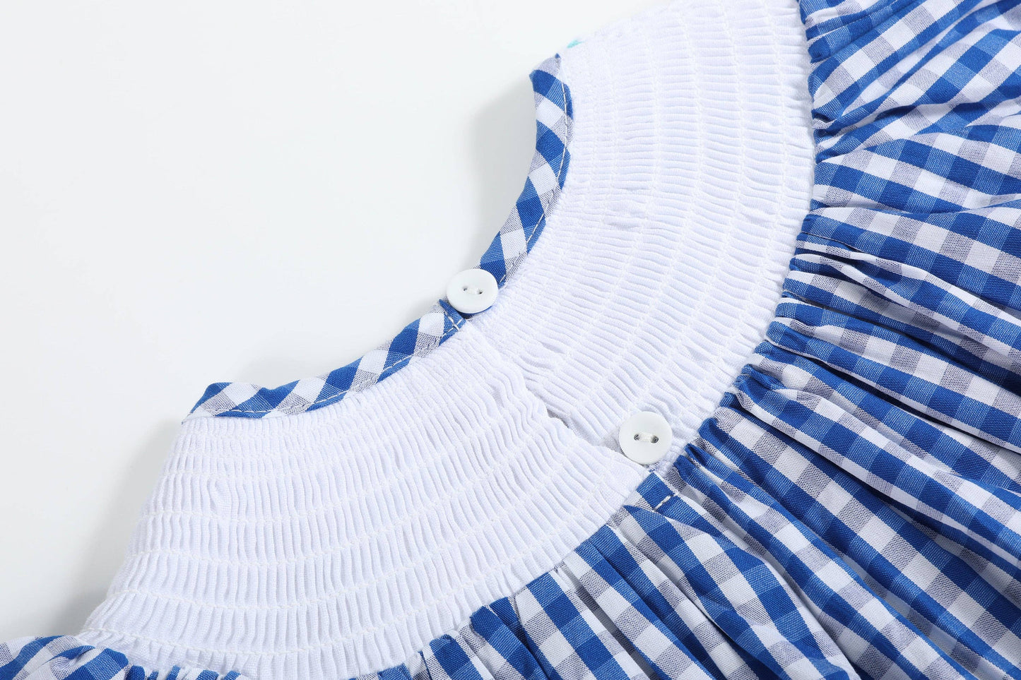 Royal Blue Gingham School Smocked Bishop Dress