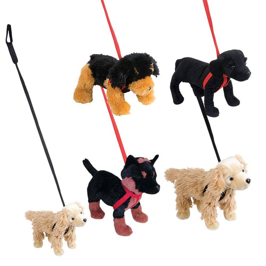 11" PET DOGS W/ 35" LEASH - LLB Plush Toys