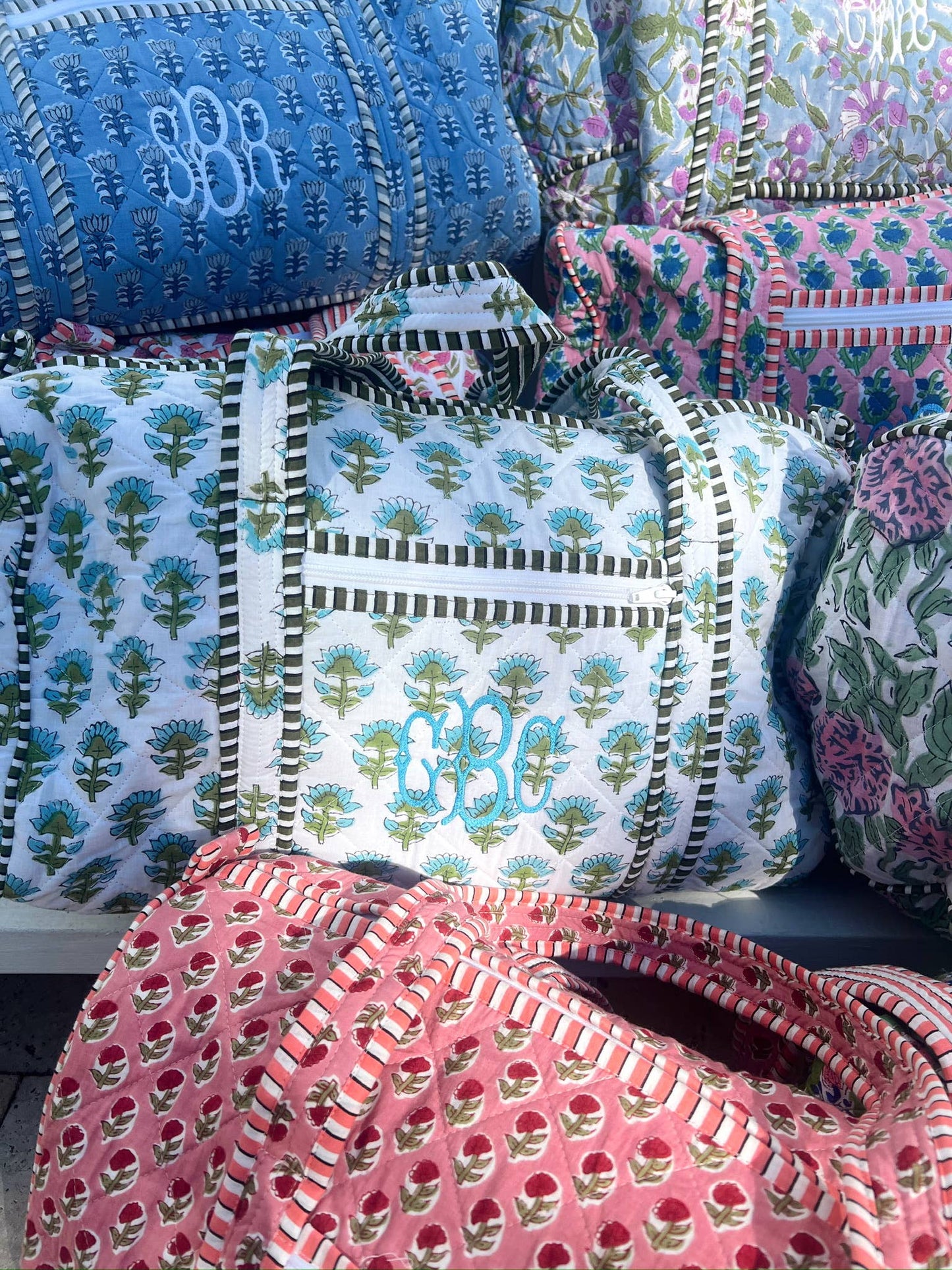 Quilted Block - Print Duffel Bag: Vibrant Orchid