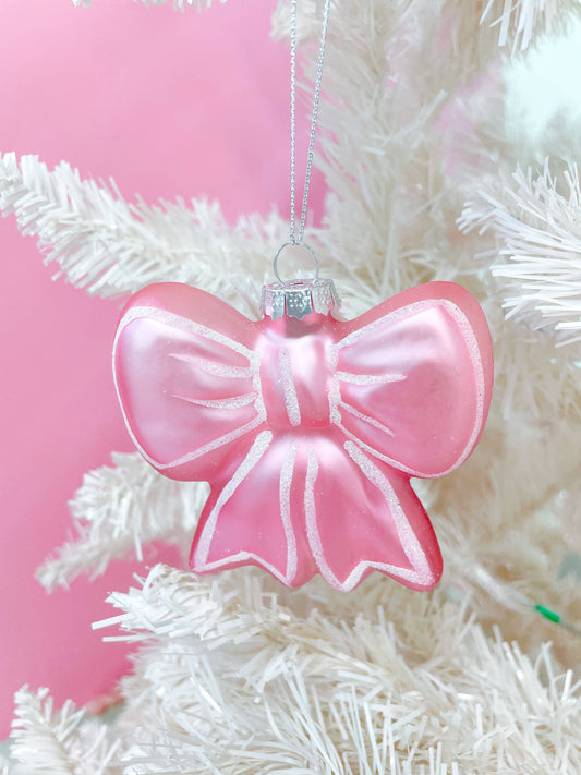 Rock Paper Scissors - Pink Bow Christmas Ornament
