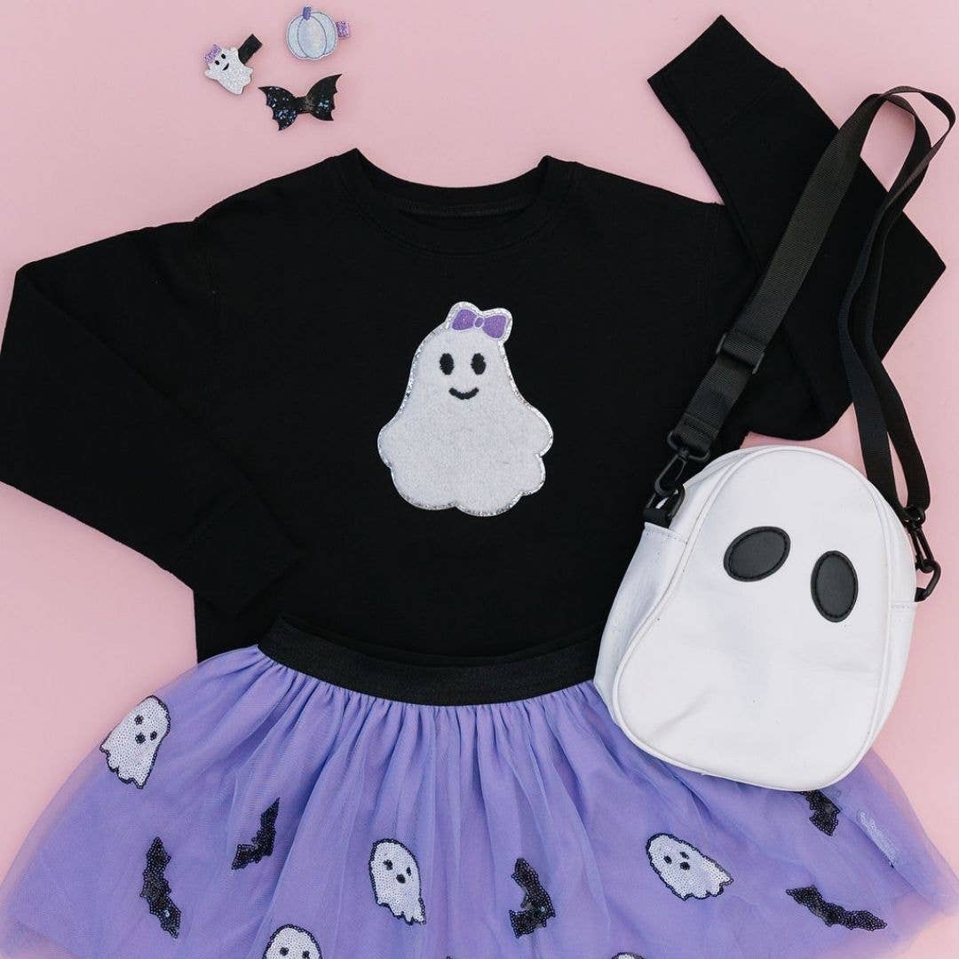 Girly Ghost Patch Halloween Sweatshirt