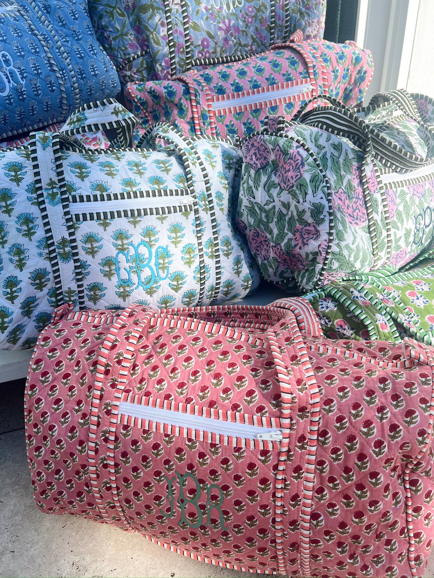 Quilted Block - Print Duffel Bag: Vibrant Orchid