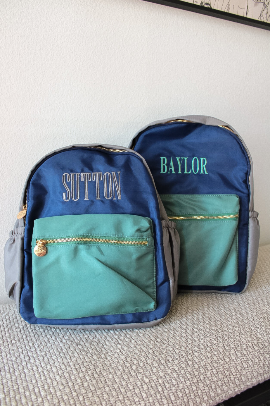 Green, Navy & Green Colorblock Backpack: Standard