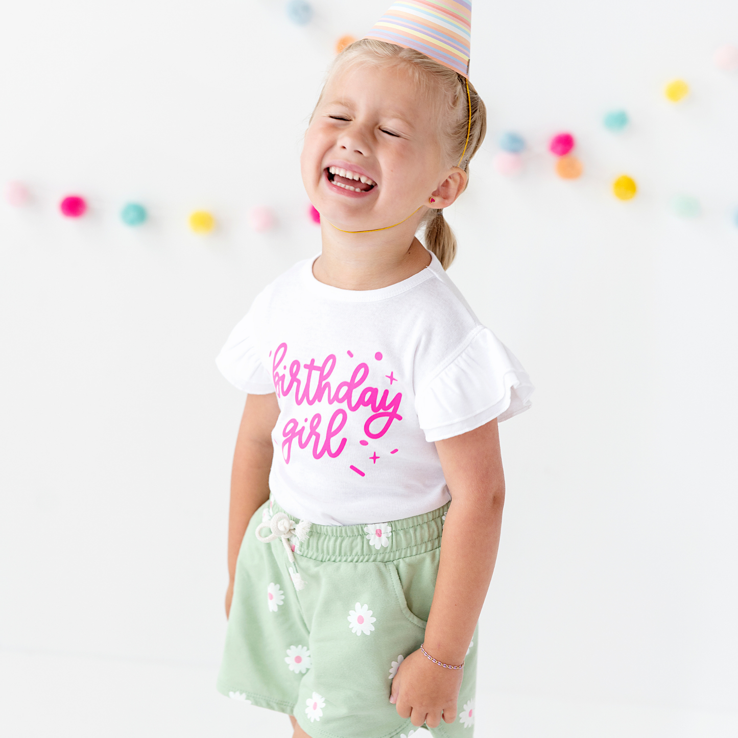 Birthday Girl Ruffled Top | White