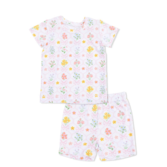 Loungewear Short Set | Spring Blooms Bow Trellis