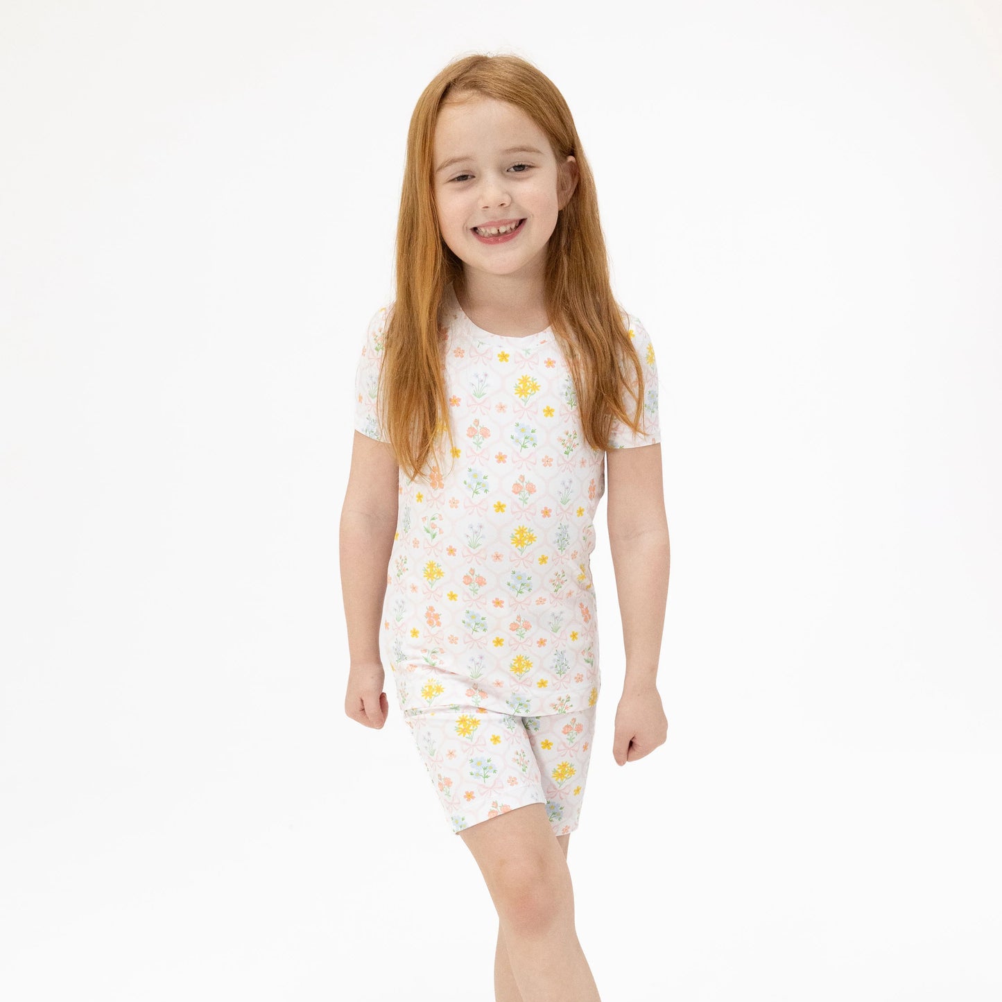 Loungewear Short Set | Spring Blooms Bow Trellis