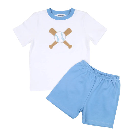 Grand Slam Applique Toddler Short Set | Light Blue