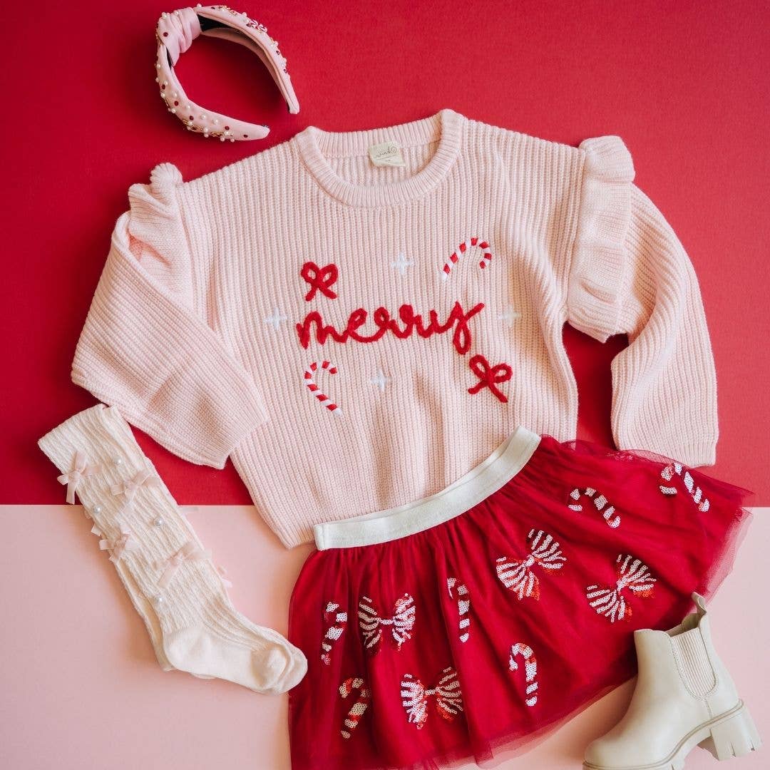 Girls Coquette Merry Christmas Knit Sweater
