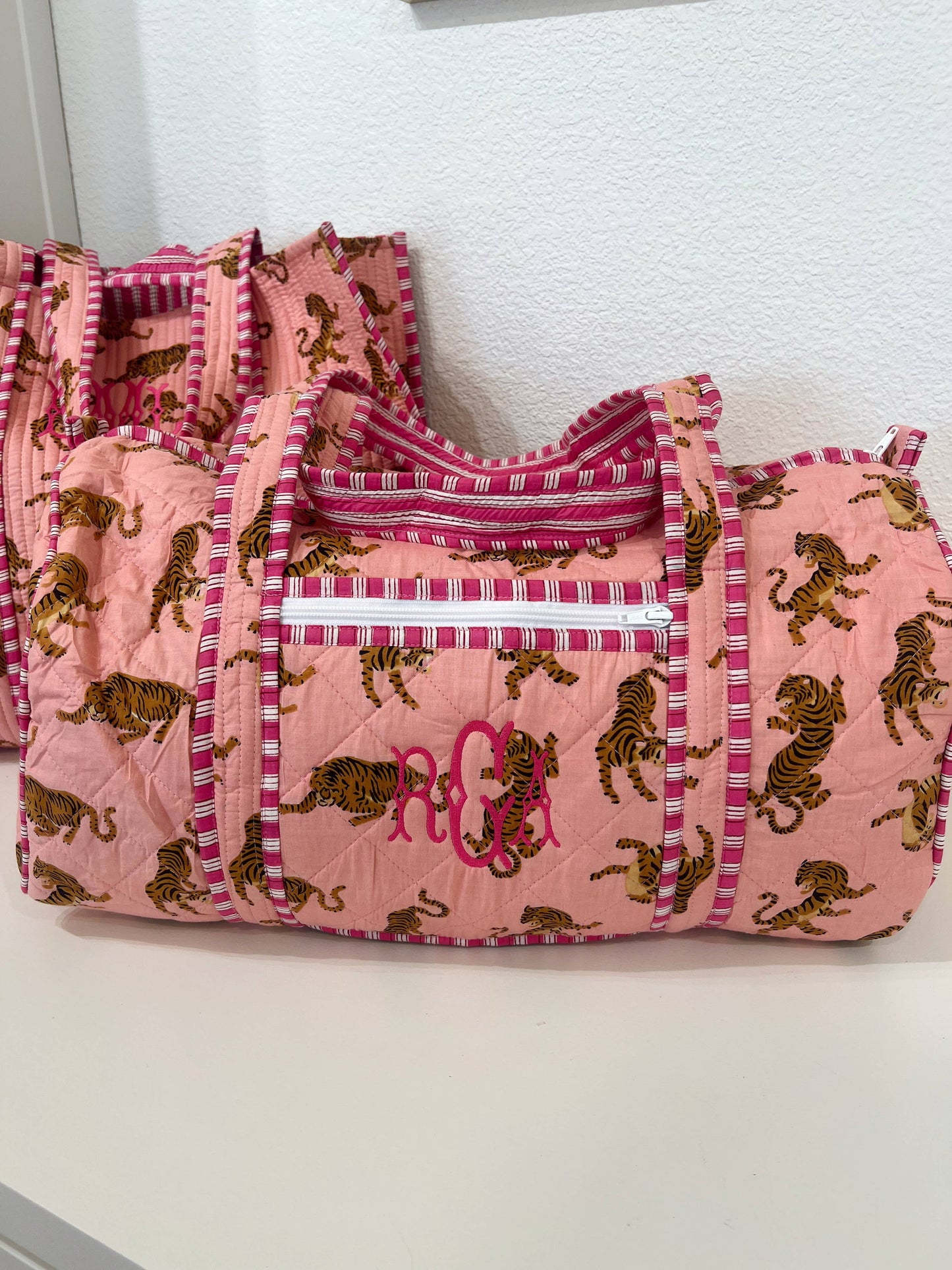 Quilted Block - Print Duffel Bag: Vibrant Orchid