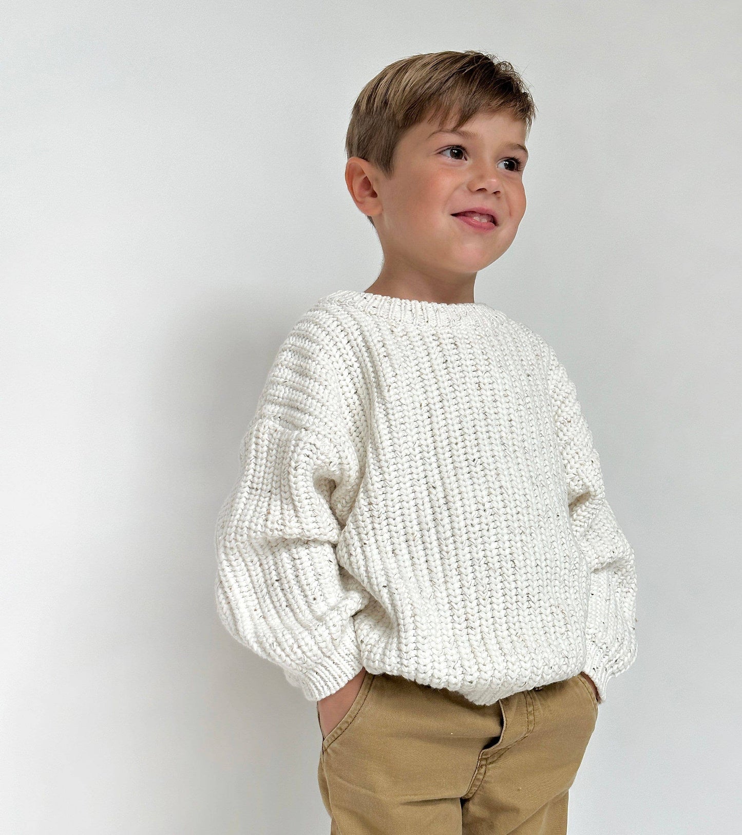 Kids Chunky Knit Braided Sweater | Olive