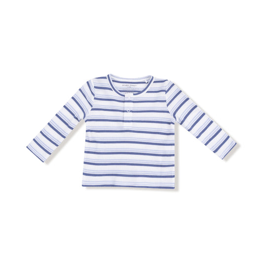 Long Sleeve Henley | Blue Vintage Stripe