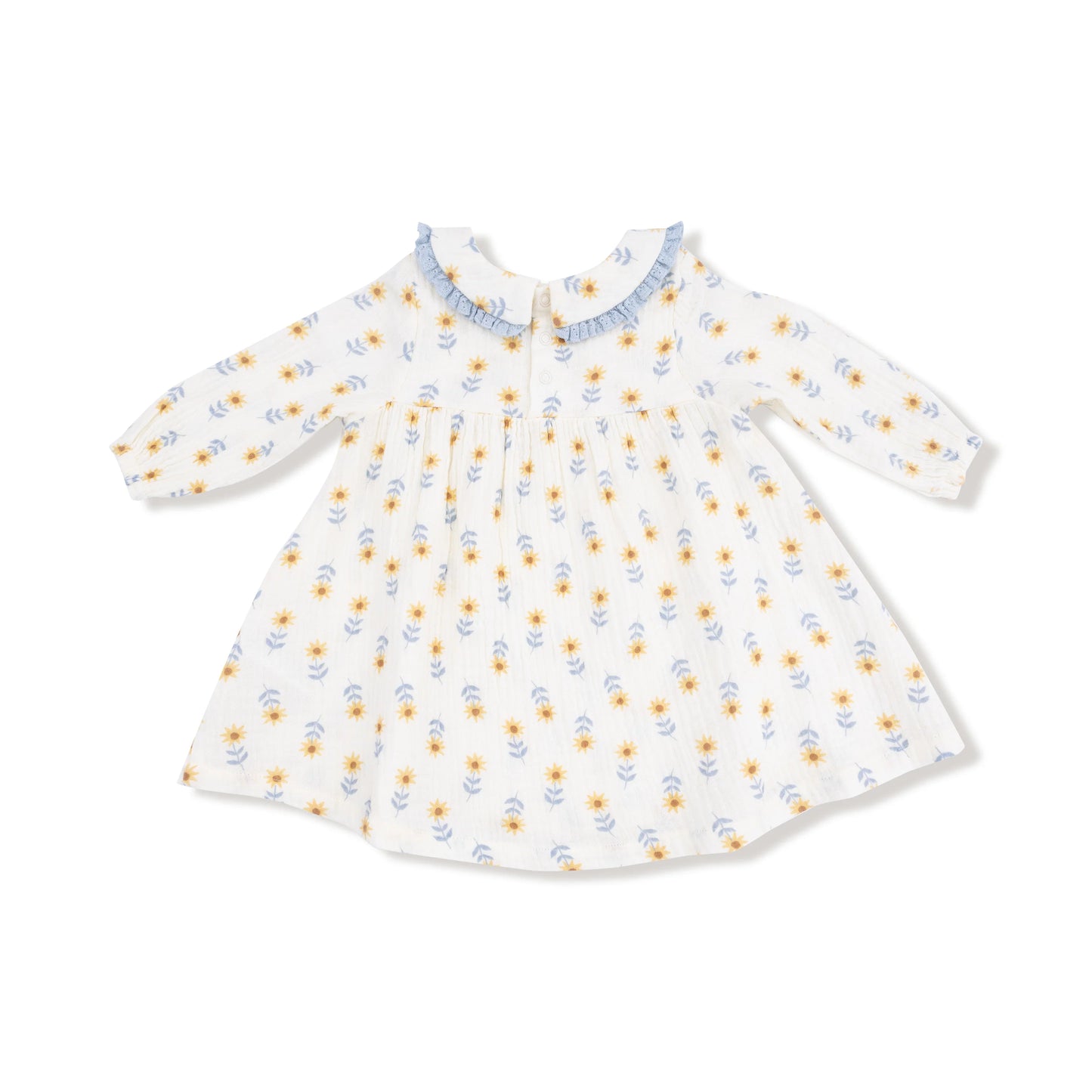 Peter Pan Collar Dress w/ Eyelet Trim & Ribbed Leggings | Western Sunflower